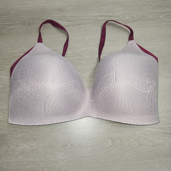 Knix WingWoman Contour wireless brapink Purple lace/Maroon Straps Sz 8+ DDDF